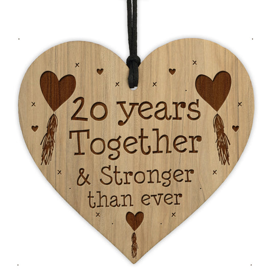 20th Anniversary Gifts Engraved Heart Husband Wife Anniversary