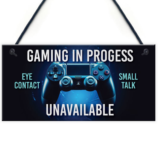 Funny Gaming In Progress Boys Bedroom Sign Gamer Gift For Son