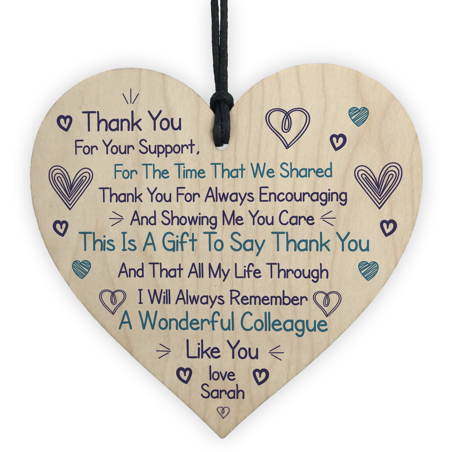 Thank You Gift For Colleague Wood Heart Personalised Keepsake