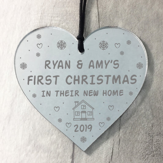 1st First Christmas In New Home Acrylic Heart Xmas Decoration