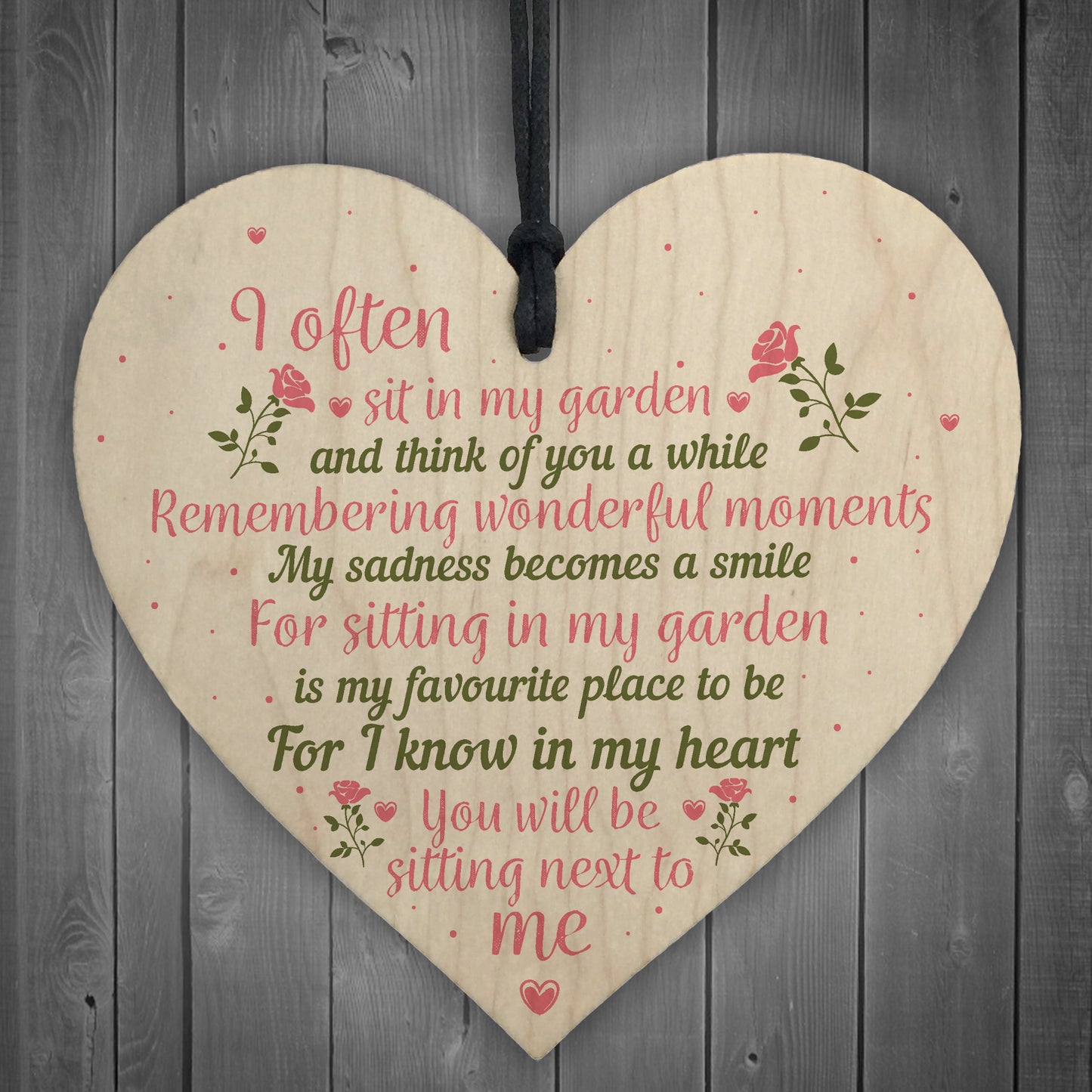 In Memory Wood Heart Garden Plaque Remembrance Dad Mum Gift