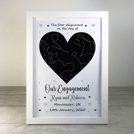 Engagement Gift Personalised Framed Star Print Gift For Him Her