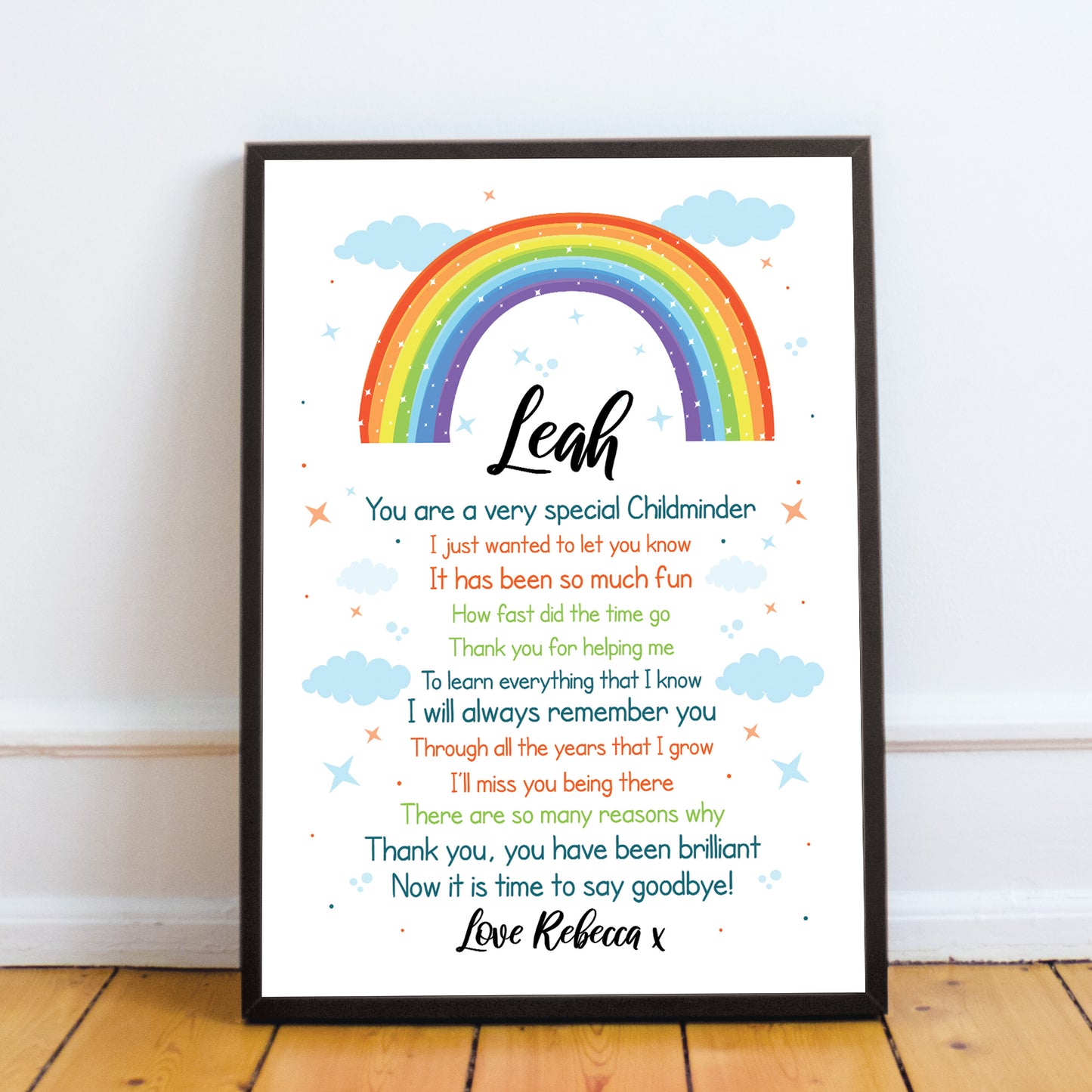 Personalised Rainbow Childminder Thank You Teacher Gift