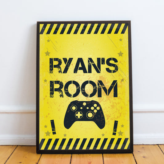 Personalised Bedroom Sign Print For Wall Boys Bedroom Decor Xbox