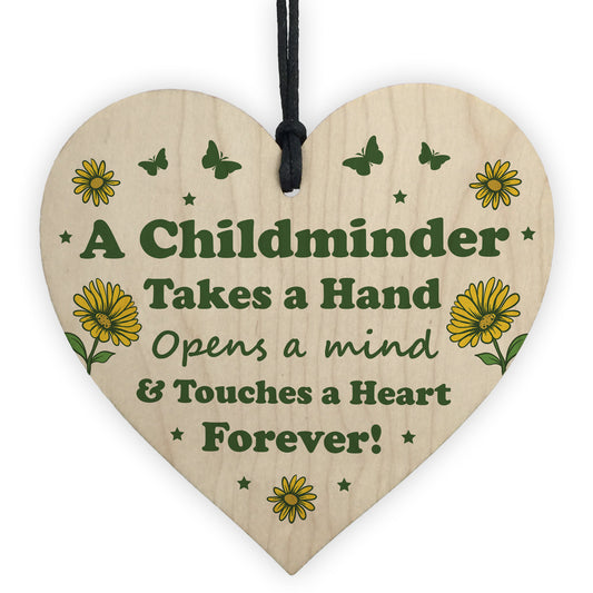 Special Childminder Gift Wood Hanging Heart Thank You Teacher