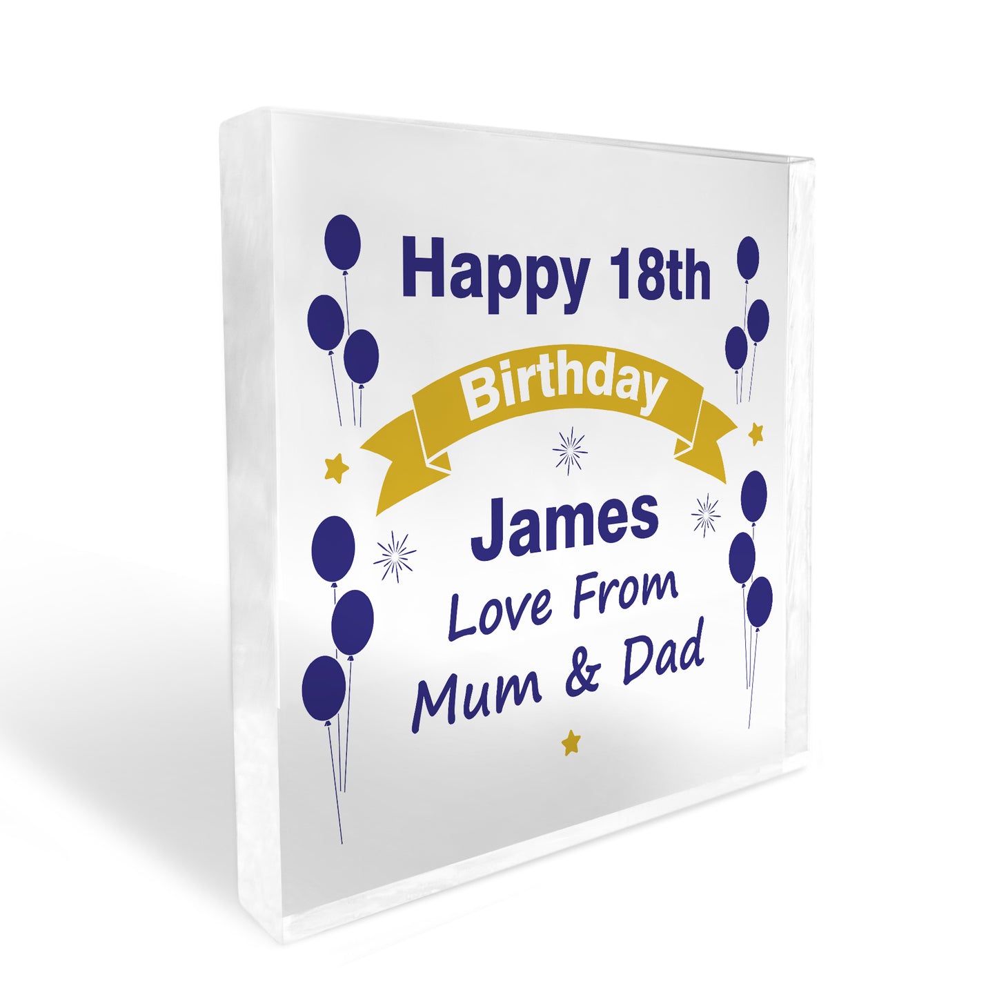 Personalised Birthday Gift For Him Men Acrylic Block 16th 18th