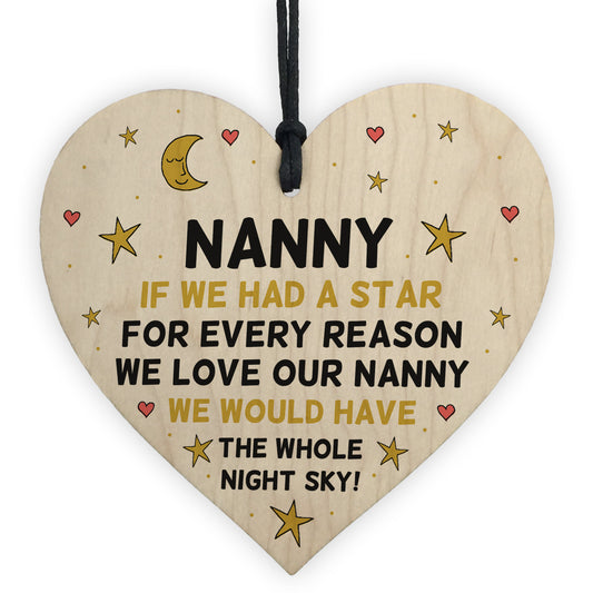 Novelty Gift For Nanny Birthday Christmas Wood Heart Thank You