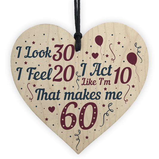 60th Birthday Novelty Gift For Mum Dad Nan Grandad Wood Heart