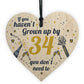 Funny Happy Birthday 34 Wood Heart Man Wife Brother Sister Gift