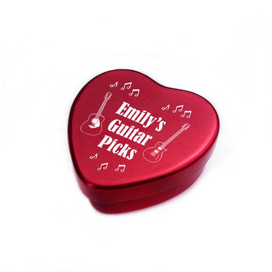 Personalised Guitar Plectrum Picks Holder Case Metal Tin Gift