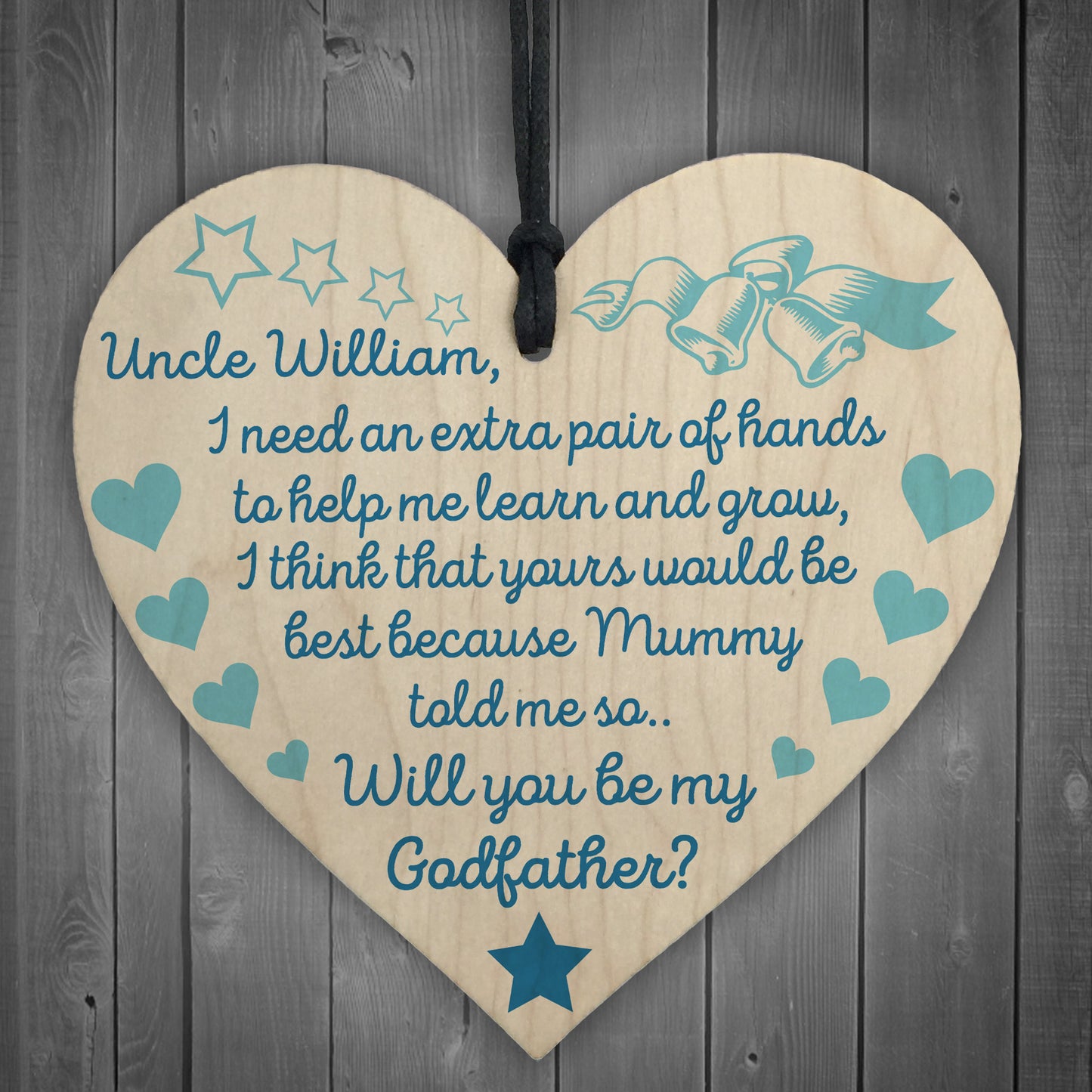 Personalised Will You Be My Godfather Godparent Hanging Plaque