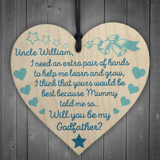 Personalised Will You Be My Godfather Godparent Hanging Plaque