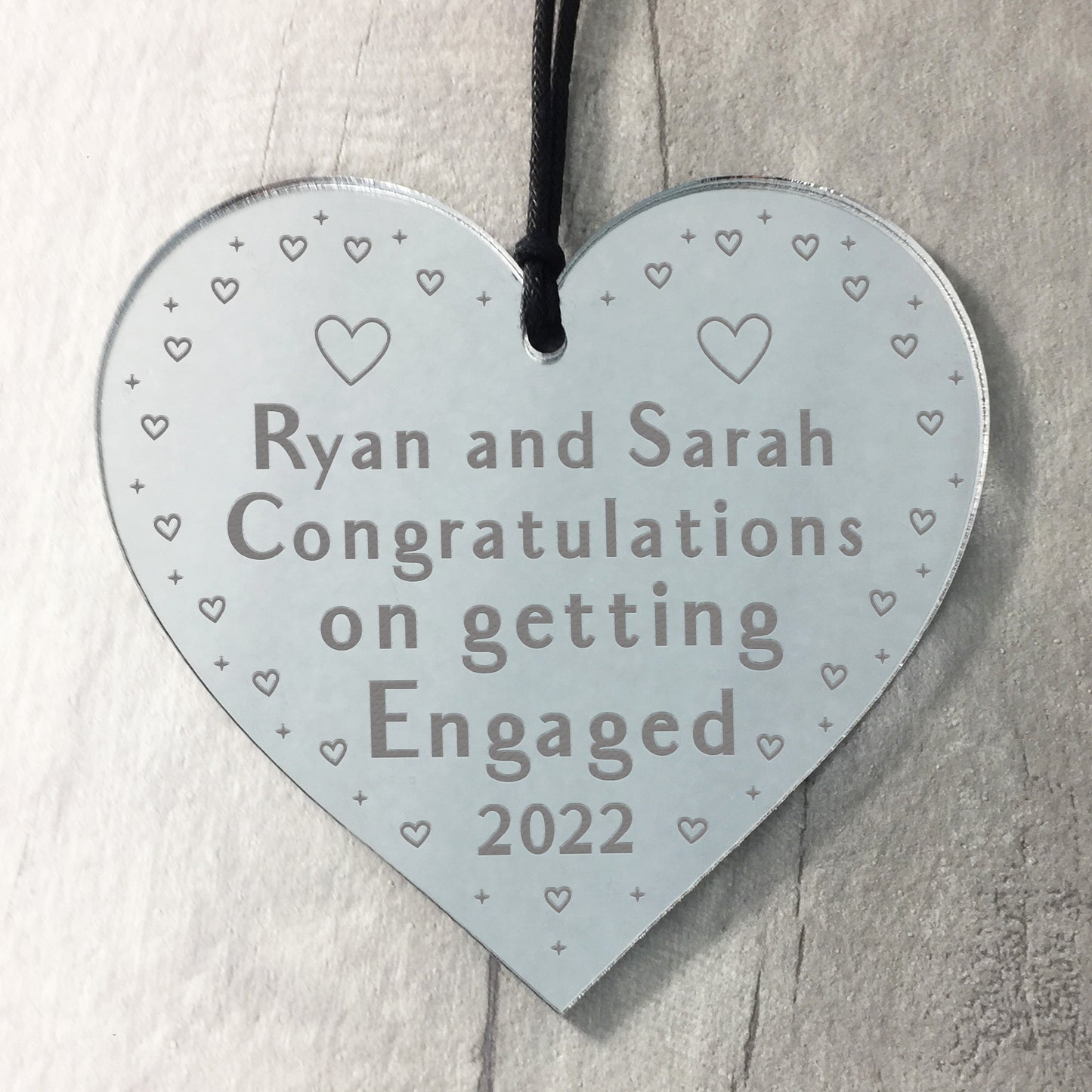 Engagement Gift Personalised Engraved Heart Congratulations Gift