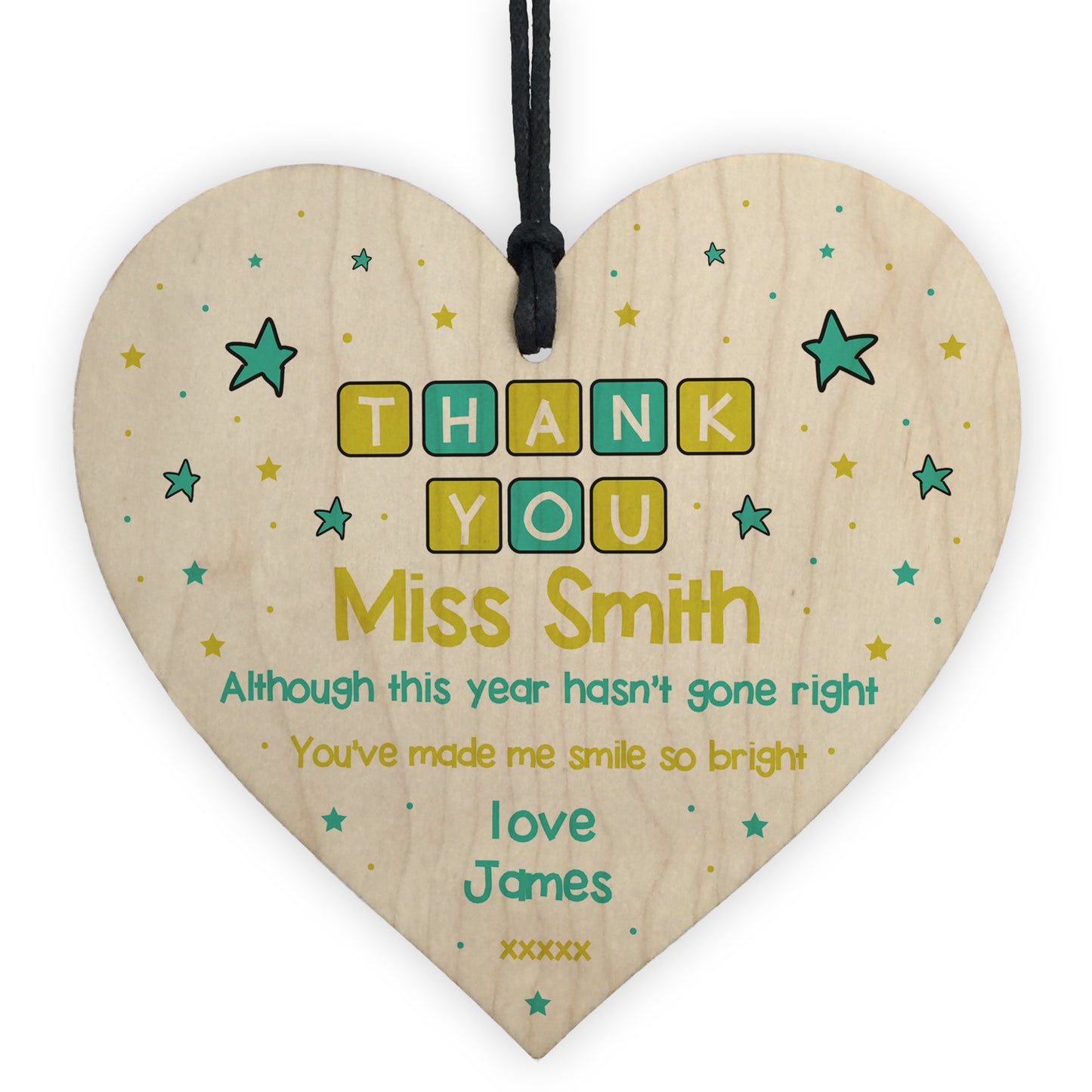 Lockdown Thank You Gift For Teacher Assistant Wood Heart Sign