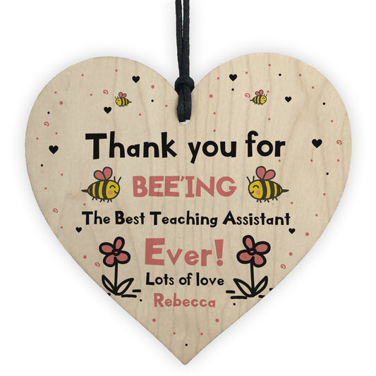 Best Teaching Assistant Gift Personalised Wooden Heart Lockdown