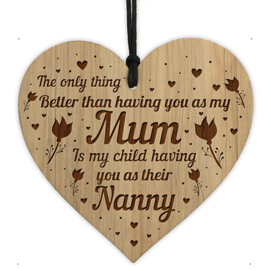 Gifts For Mum Nanny Engraved Heart Novelty Birthday Christmas