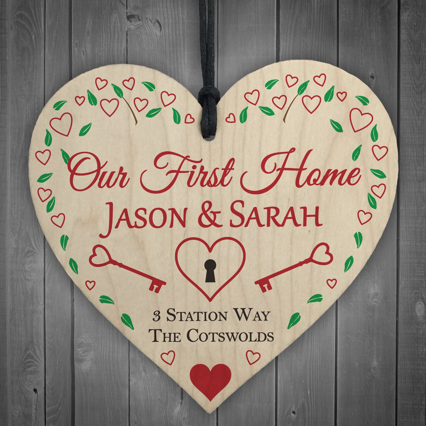 Personalised Our First Home House Warming Hanging Plaque