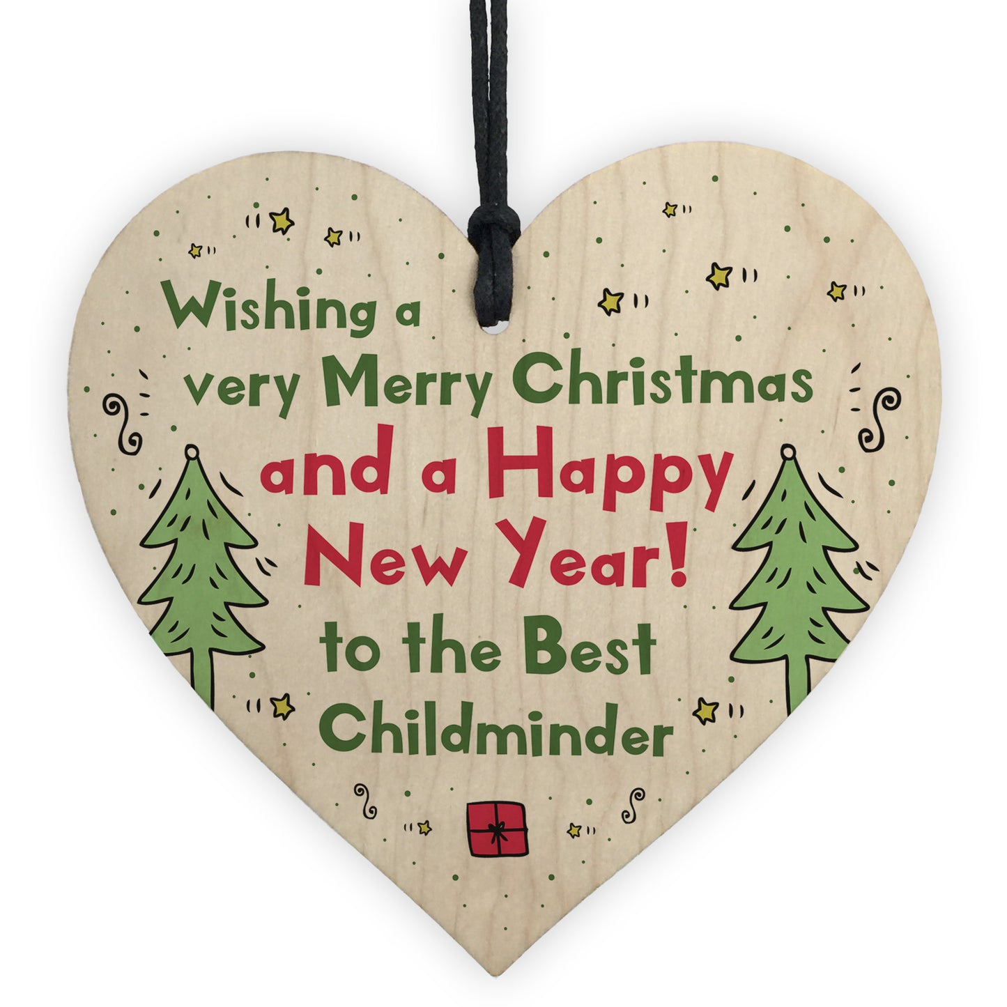 Handmade Christmas Gift For Childminder Wooden Heart Thank You