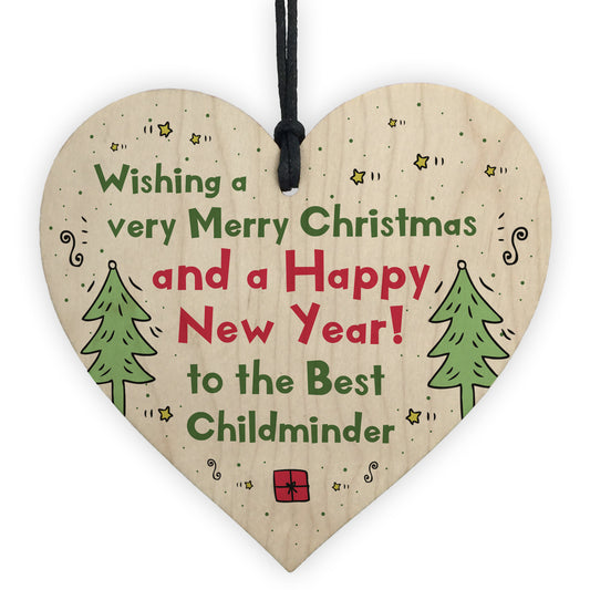 Handmade Christmas Gift For Childminder Wooden Heart Thank You