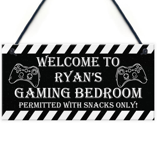 Funny Gaming Sign For Boys Bedroom Man Cave PERSONALISED