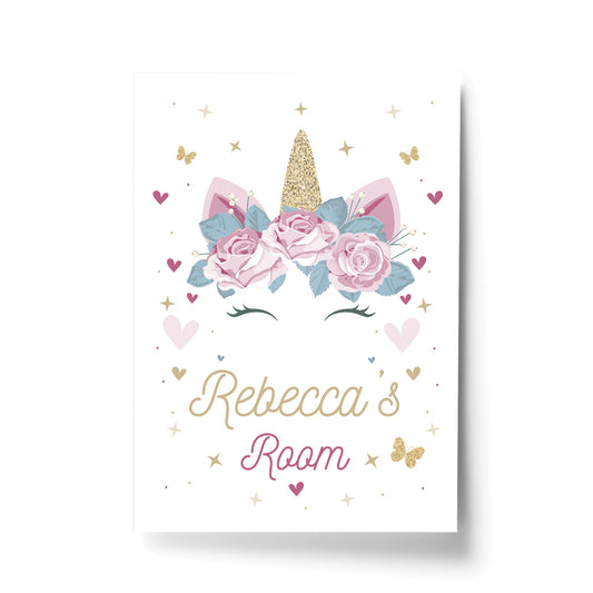 Girl Bedroom Sign Personalised Unicorn Nursery Print Gift