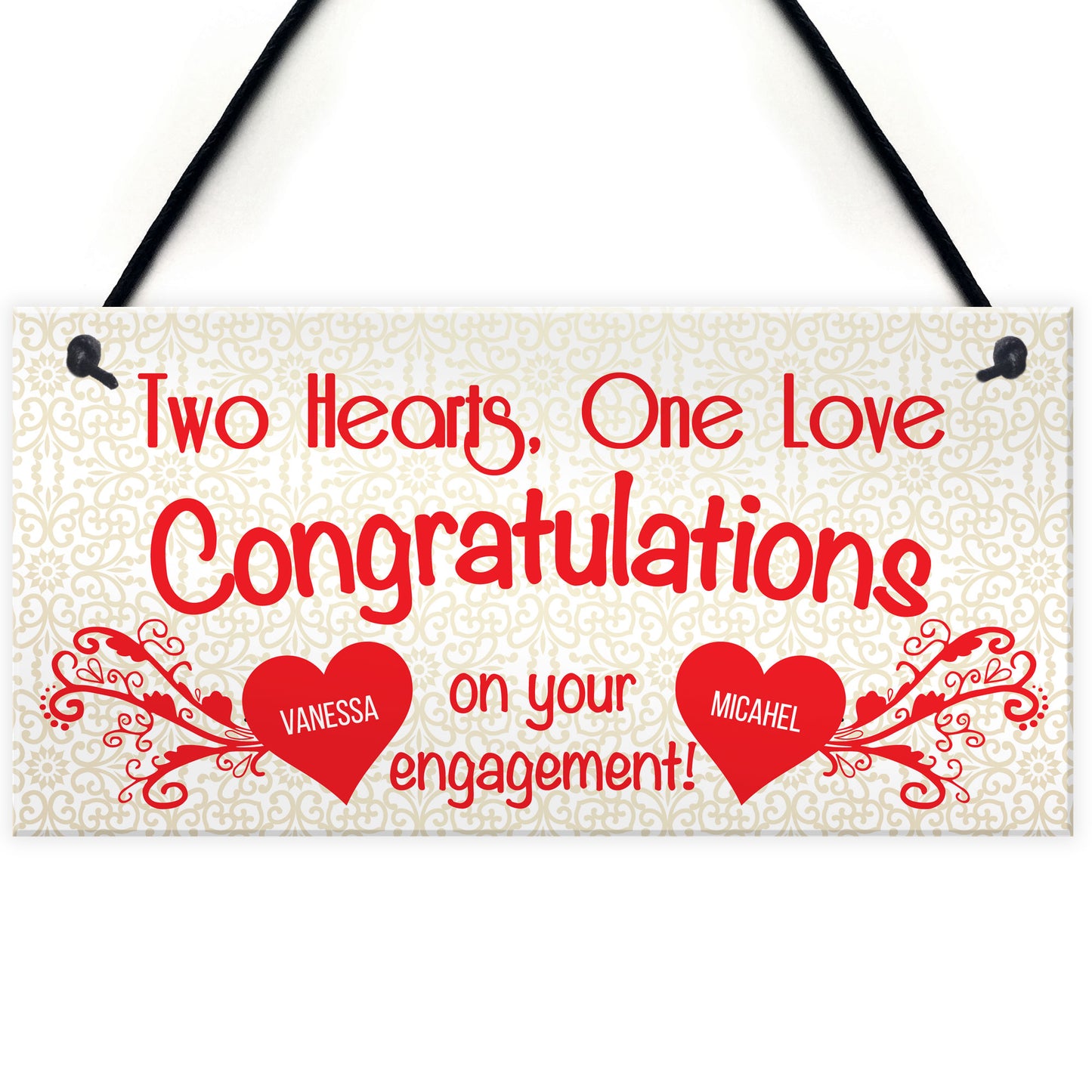 Personalised Congratulations Engagement Gift Hanging Plaque