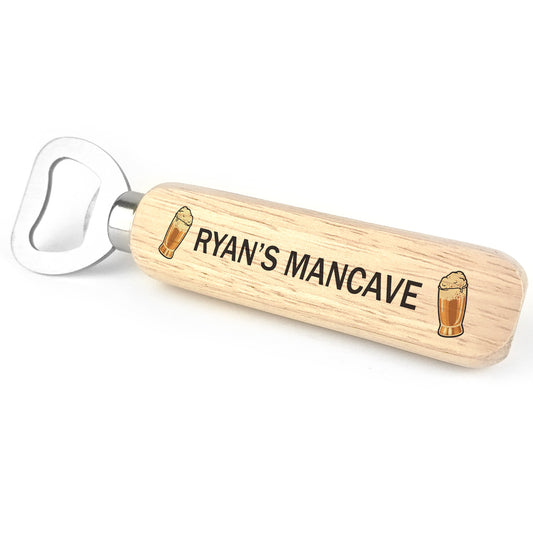 Personalised Man Cave Gift Wooden Bottle Opener Alcohol Gift For