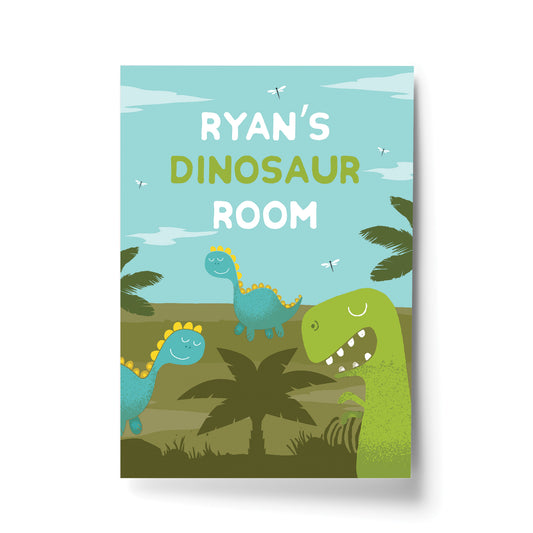 Personalised Boys Bedroom Sign Dinosaur Print Nursery Decor Boy