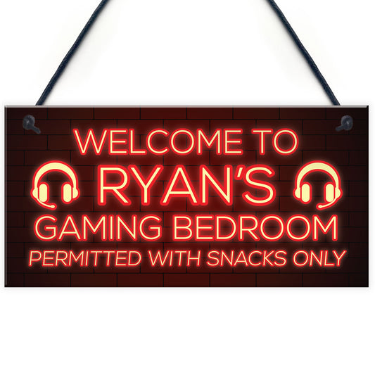 Personalised Boys Bedroom Sign Gaming Gamer Gift For Him