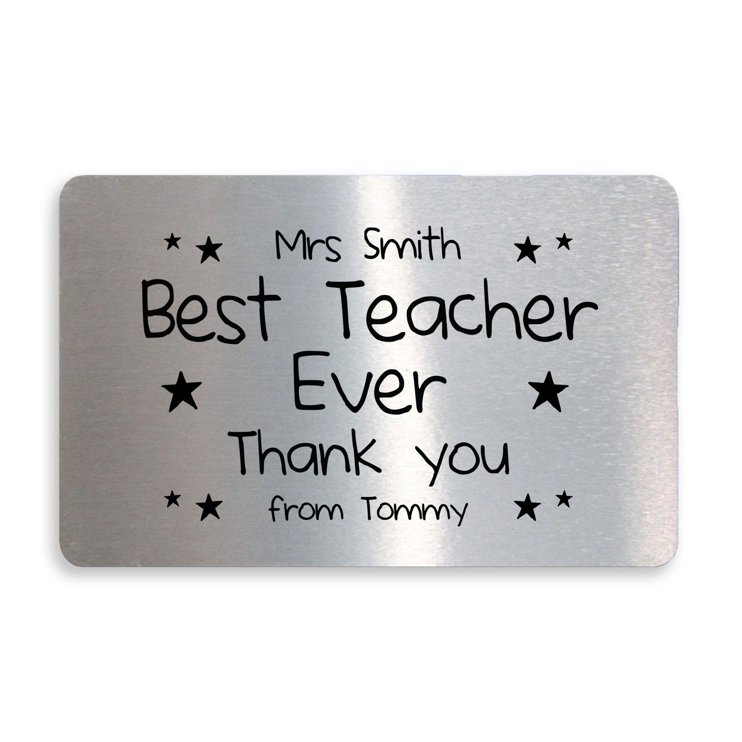 Personalised Best Teacher Thank You Metal Wallet Card Christmas