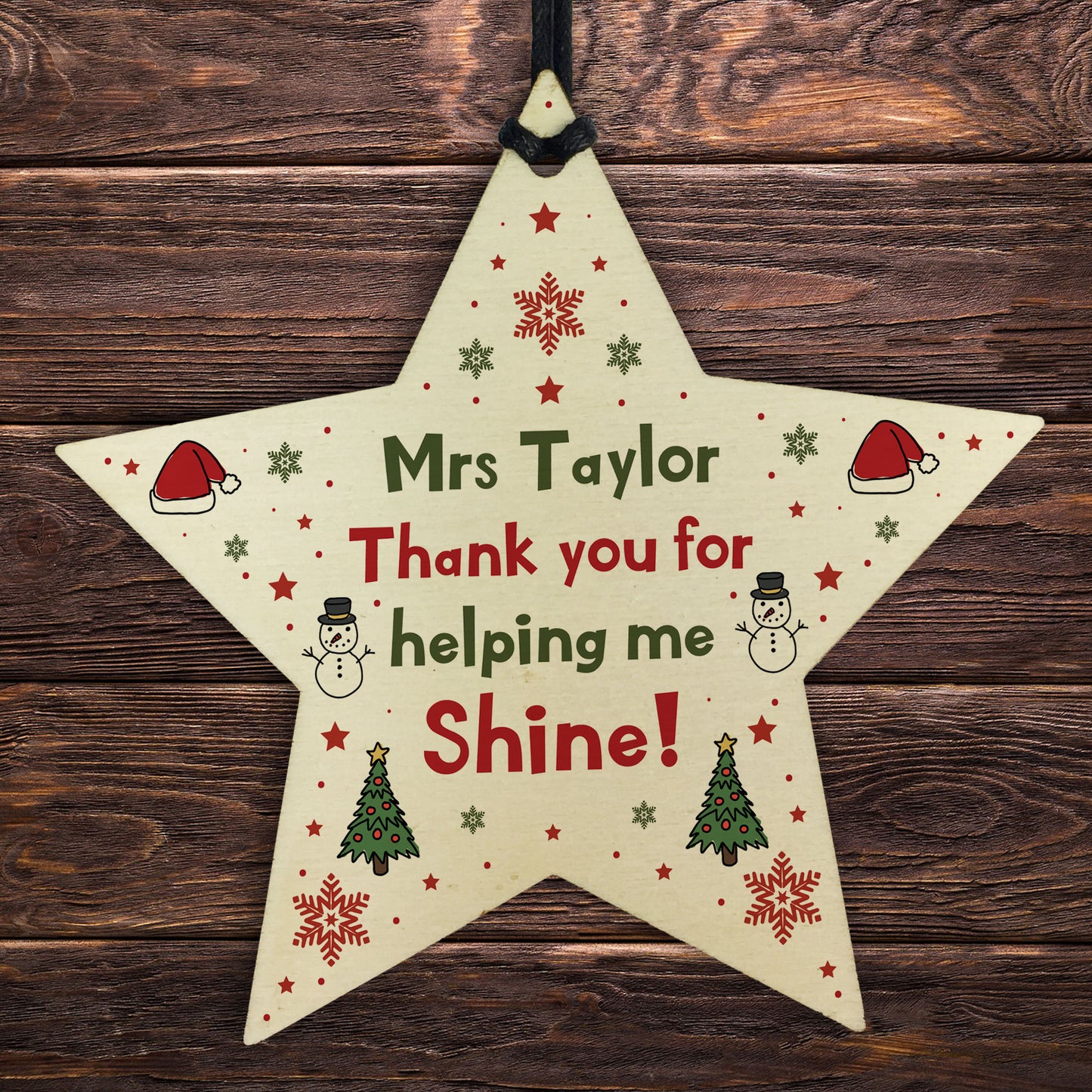 Christmas Gift For Teacher Teaching Assistant Personalised Star