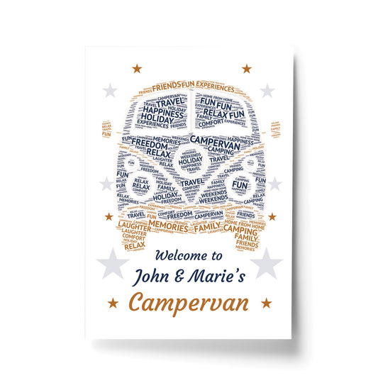 Campervan Sign Personalised Word Art Print VW Camper Decor