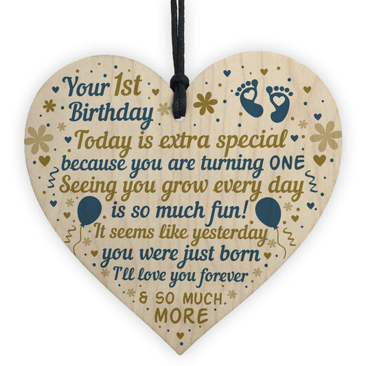 Baby's First 1st Birthday Gift For Baby Girl Boy Wooden Heart
