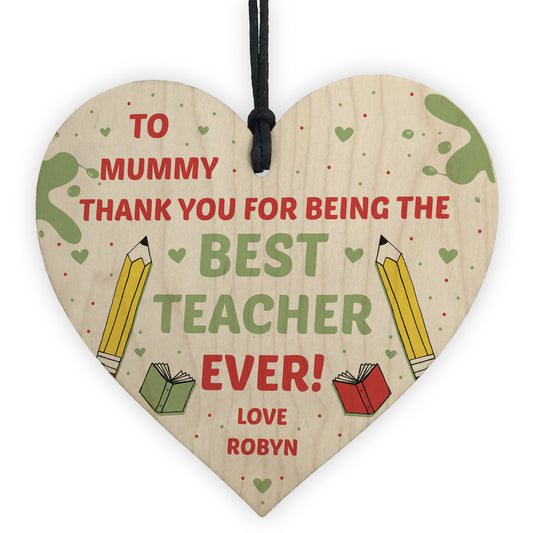 Personalised Thank You Gift For Mummy Wood Heart Teacher Gifts