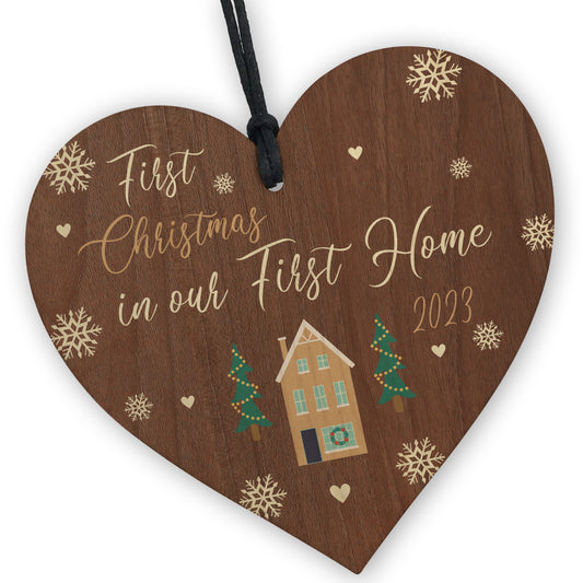 2023 First Christmas In First Home Wood Hanging Christmas Bauble