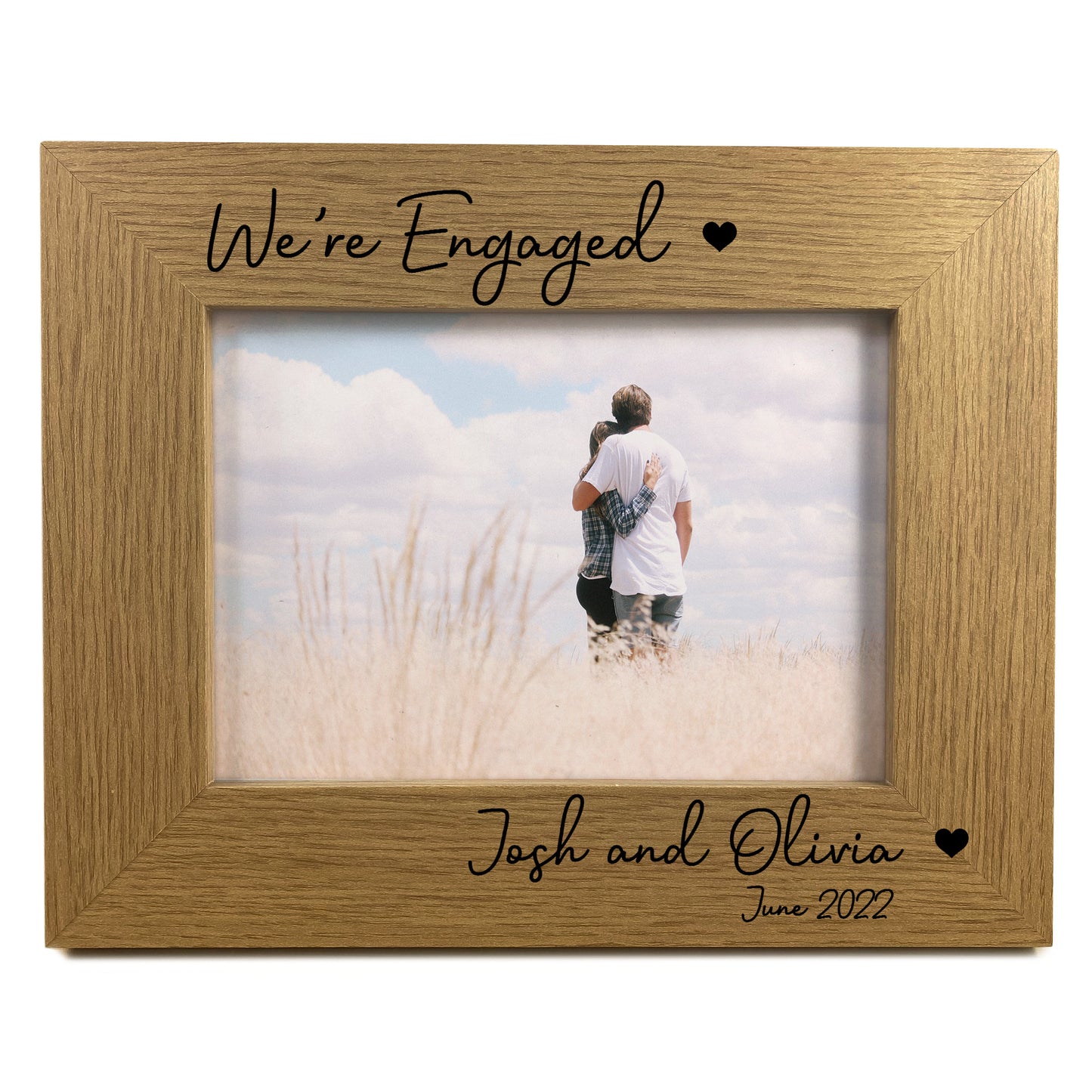 Personalised Wooden Photo Frame Engraved 7X5 Engagement Gift