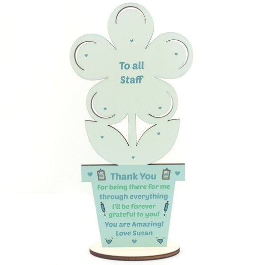 Gift For Hospital Staff Personalised Wood Flower Thank You Gift