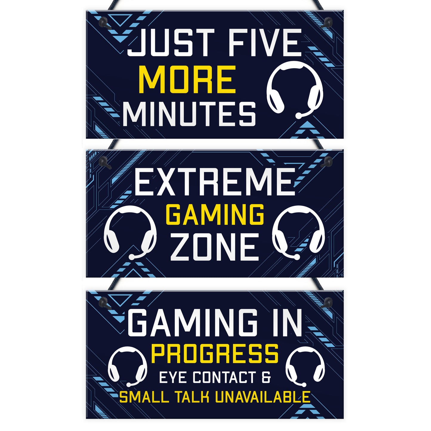 Funny Gamer Gift PACK OF 3 Gaming Signs For Boys Bedroom Son