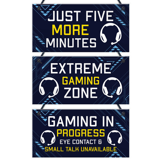 Funny Gamer Gift PACK OF 3 Gaming Signs For Boys Bedroom Son