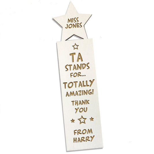 Personalised Thank You Gift For TA Teaching Assistant Bookmark