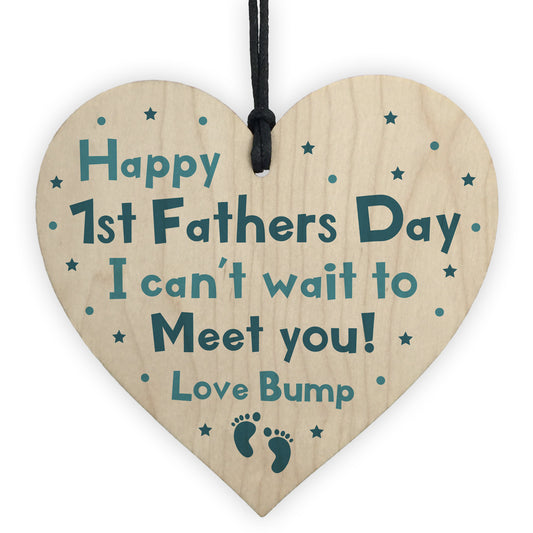 First 1st Fathers Day Gifts Wooden Heart Novelty Gift For Dad