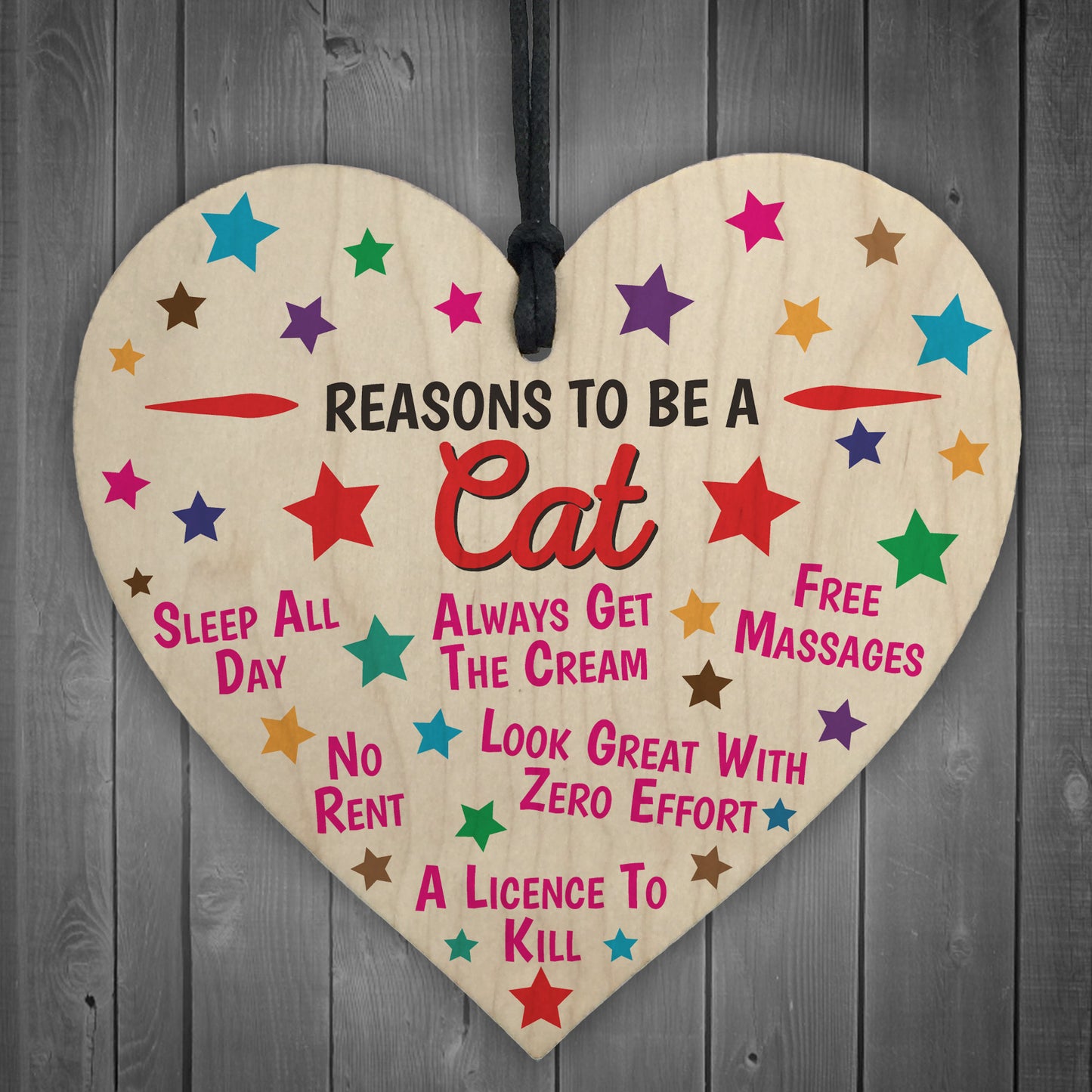 Reasons To Be A Cat Wooden Hanging Heart Novelty