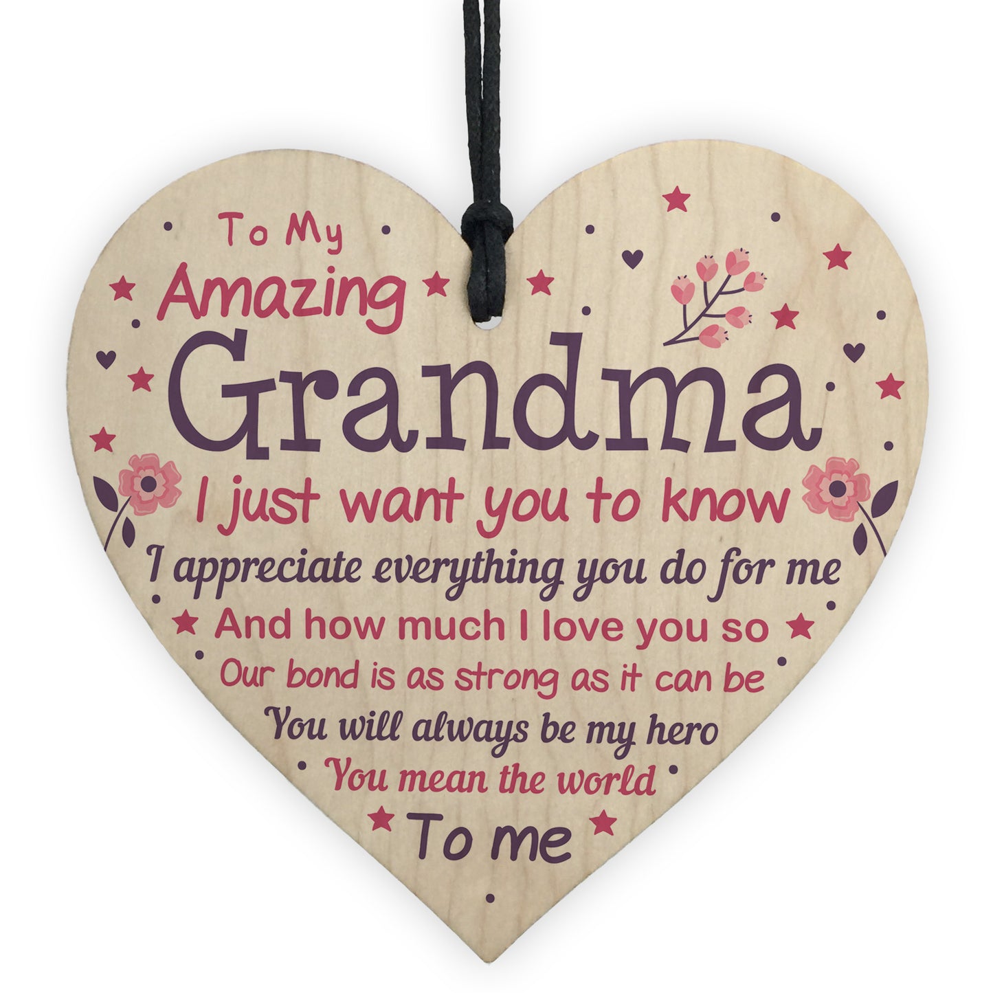 Cute Grandma Wooden Heart Nan Birthday Christmas Gifts