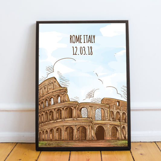 Rome Colosseum A4 Framed Print Travel Holiday Gift Personalised