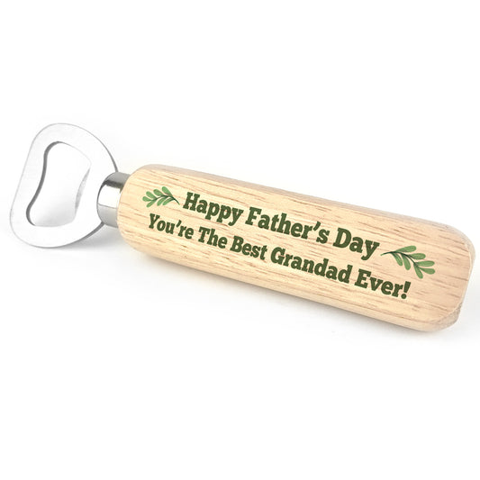 Happy Fathers Day Gift For Grandad Wooden Bottle Opener Gift