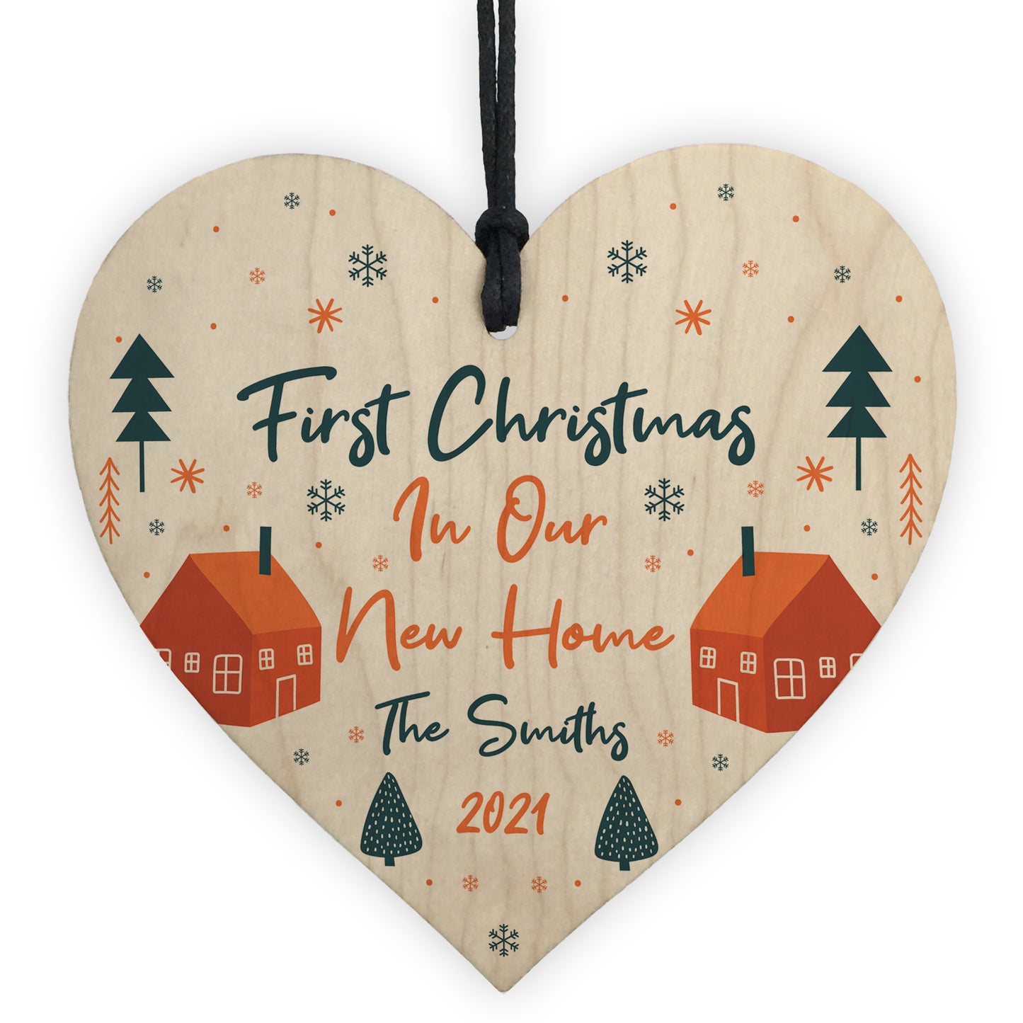 New Home Gift 1st Christmas Bauble Personalised Wood Heart