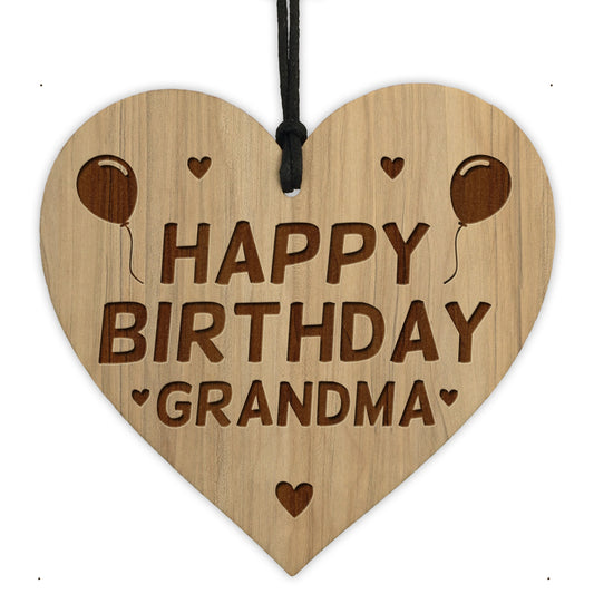 Birthday Gift For Grandma Wood Engraved Heart 50th 60th 70th