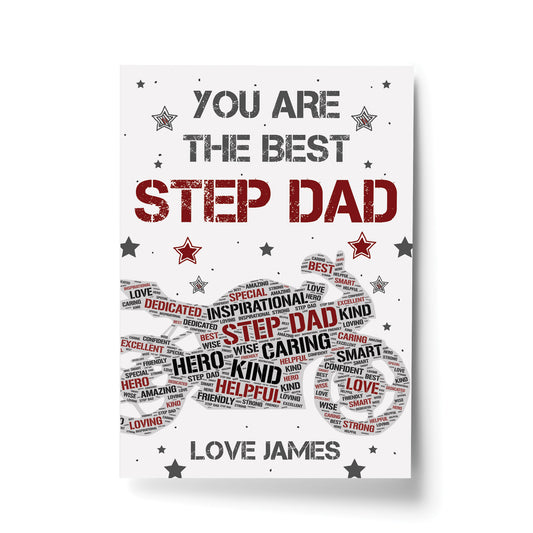 Personalised Fathers Day Gift Biker Gift Bike Print Step Dad