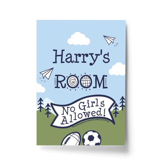 PERSONALISED Boys Bedroom Wall Art Football Room Decoration