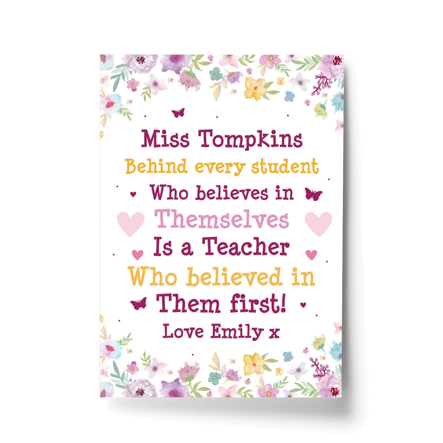 Teacher Leaving School Nursery Gift Personalised Floral Print